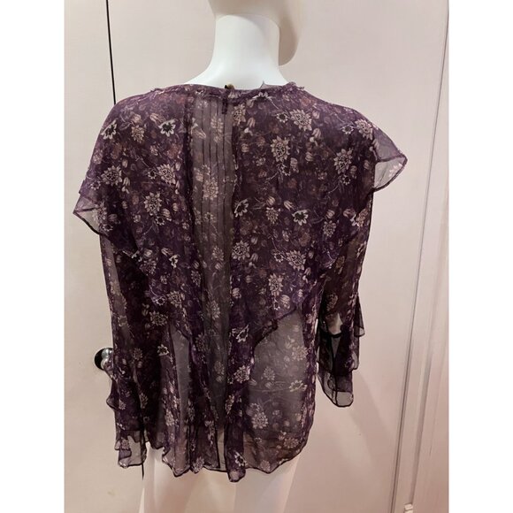 Kobi Halperin 100% Silk LS dark floral fairy poet’s blouse. Size L - Picture 3 of 4